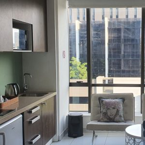 Kitchen facing window